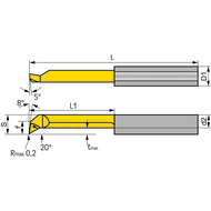 Cutting insert L050.6-15 internal turning 6mm a=5,3 L1=15 Dmin=6,0mm HW8625